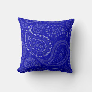 Almofada Paisley White no Travesseiro decorativo Real Azul