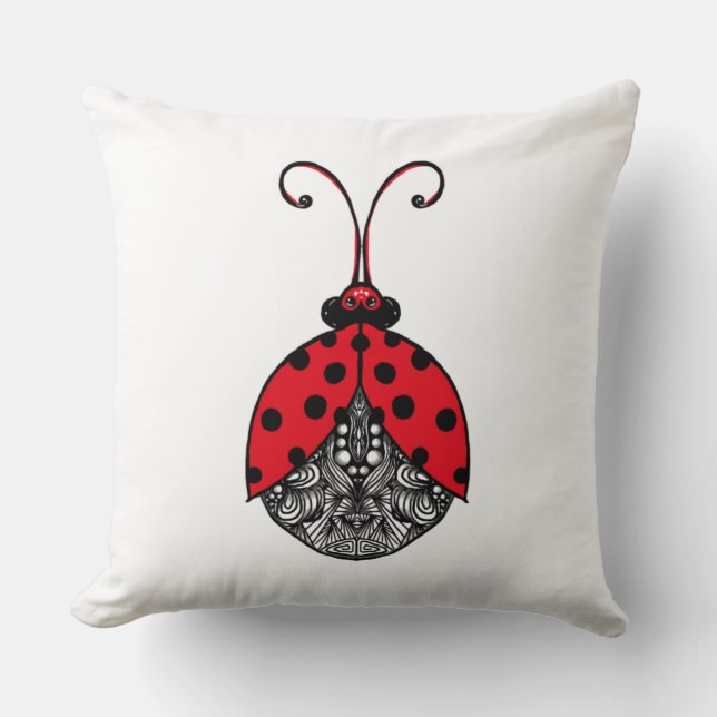 Almofada Palangres vermelhos, preto e branco, ladybug (Frente)