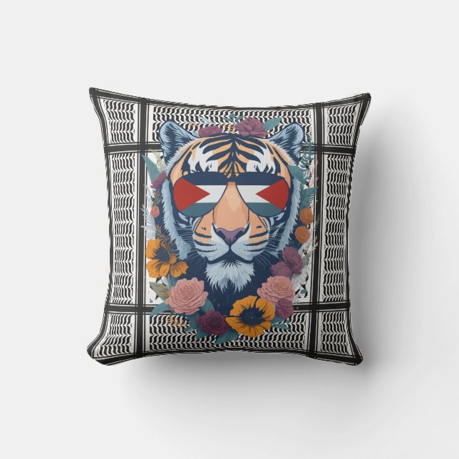 Almofada Palestina Livre ÁRABE COM MAPA tigre  (Frente)