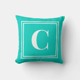 Almofada Palm Beach Preppy Turquoise Monogram Throw Pillow
