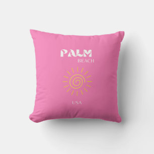 Almofada Palm Beach, Viagem Art, Preppy, Pink