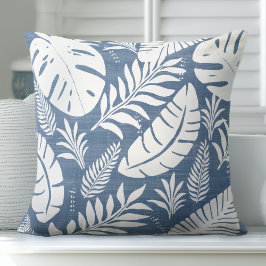 Almofada Palm deixa Travesseiro decorativo azul e branco