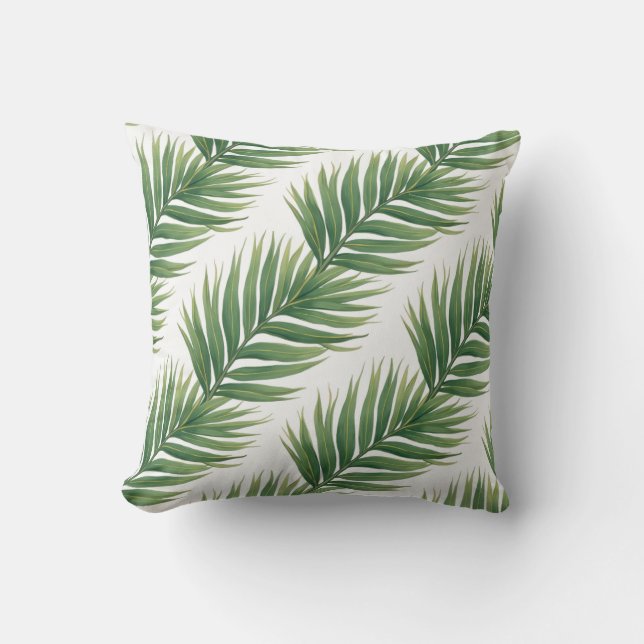 Almofada Palm Leaf Repeat Pattern – Tropical Botanical (Frente)