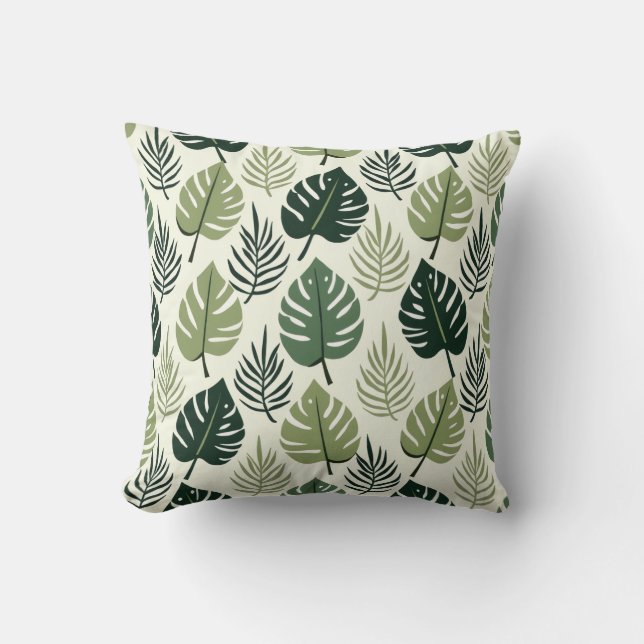 Almofada Palm Leaf Repeat Pattern – Tropical Botanical  (Frente)