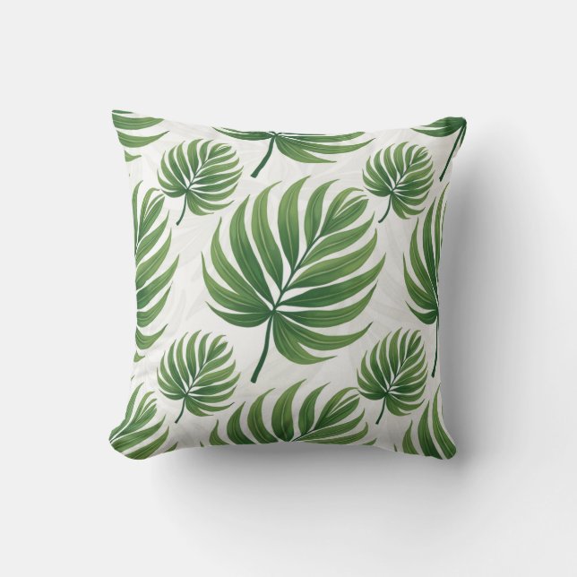 Almofada Palm Leaf Repeat Pattern – Tropical Botanical  (Frente)