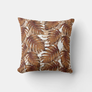 Almofada Palm Monstera Sem Olhos. Orange White Tropi
