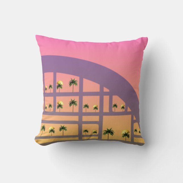 Almofada Palm Sunset Pattern Throw Pillow 16" x 16" (Frente)