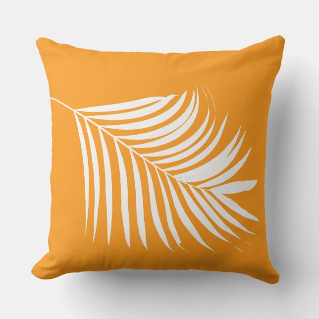 Almofada Palm Tree Leaf Orange Coaster Beach Arte Tropical (Frente)