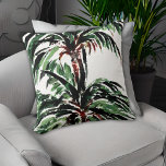 Almofada Palm Tree Pattern Watercolor Beach Inspiron<br><div class="desc">A simples pintura aquosa inspirou o padrão das palmeiras sobre fundo branco.</div>