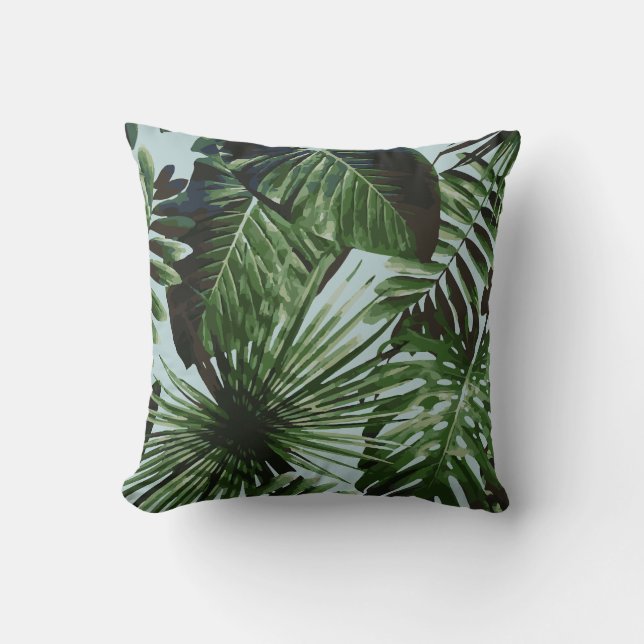 Almofada Palm Tree Tropical Cushion Blue (Frente)
