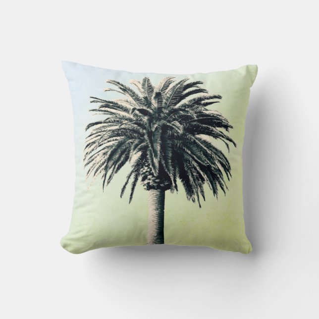 Almofada Palm Tree Tropical Elegante Verde (Frente)