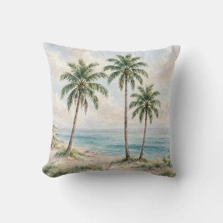 Almofada Palm Trees Beach Throw Pillow