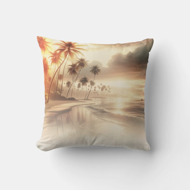 Almofada Palm Trees & Orange Sunset Beach (Frente)