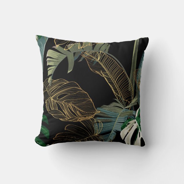 Almofada Palma de colheita noturna tropical, banana, planta (Frente)