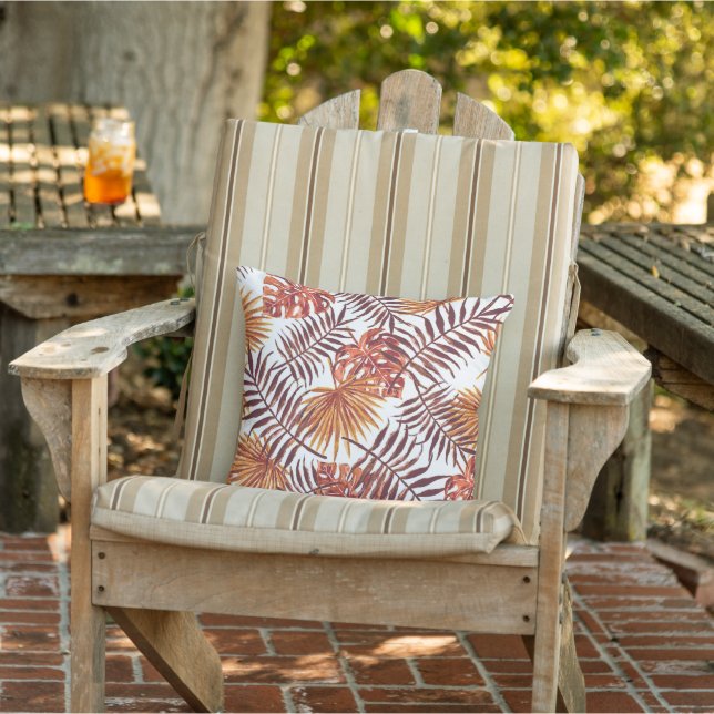 Almofada Palma Laranja Tropical Laranja Deixa Aquarela Arte (Cadeira)