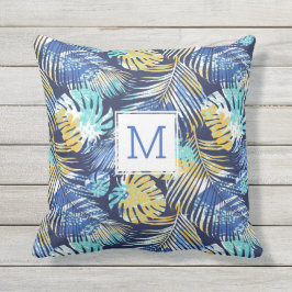 Almofada Palma tropical deixa monograma personalizado cor-d