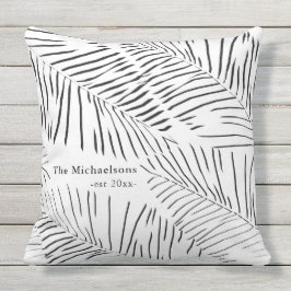 Almofada Palmas brancas e pretas com nome da família e ano