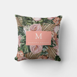 Almofada Palmeira da selva deixa flores da floresta tropica