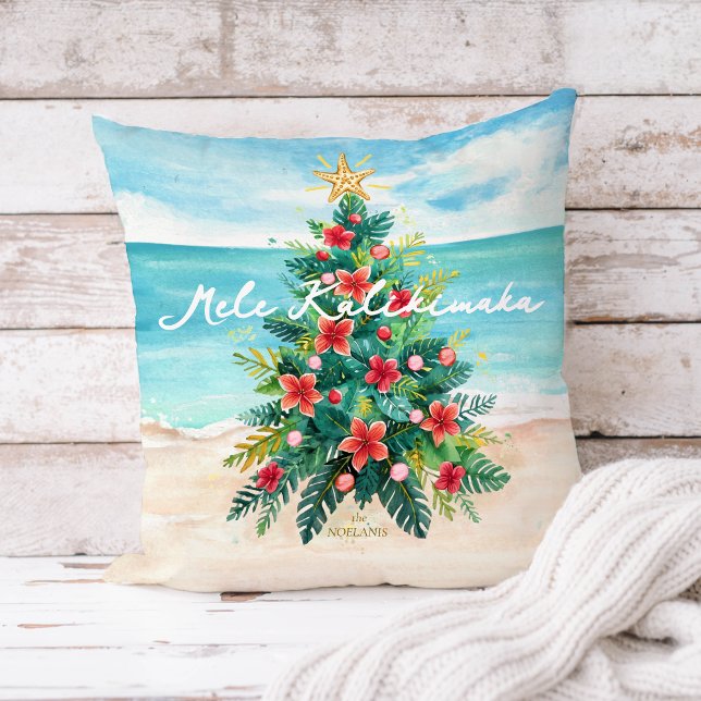 Almofada Palmeira de Mele Kalikimaka Decoração de Natal Tro (Criador carregado)