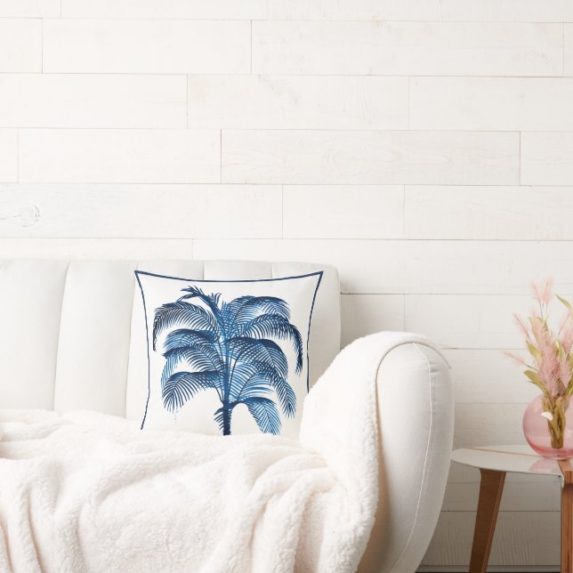 Almofada Palmeira Elegante Tropical Azul (Sofá)