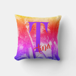 Almofada palmeira tropical no verão, anos 80-retrô