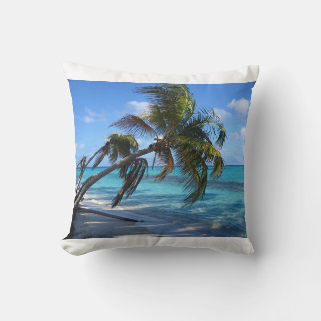 Almofada Palmeiras inclinadas - branco (Frente)