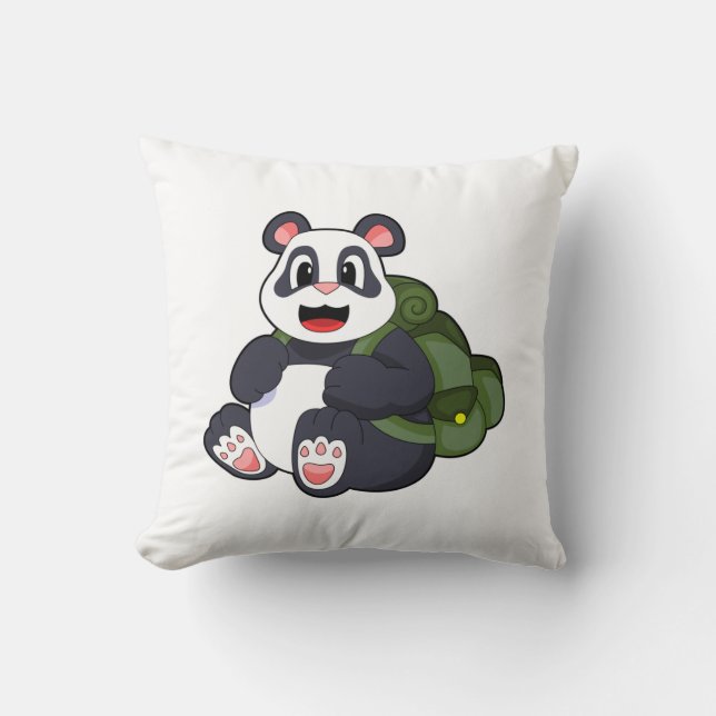 Almofada Panda como Hiker com mochila (Frente)