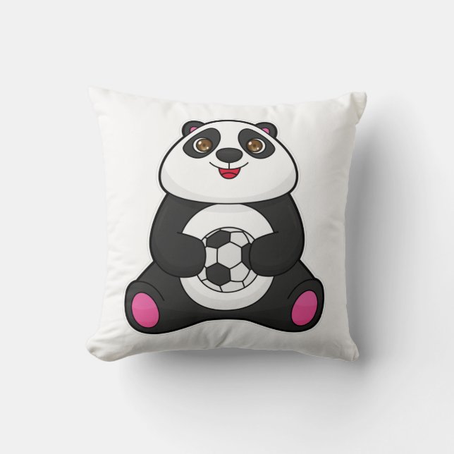 Almofada Panda como jogador de futebol com bola de futebol (Frente)