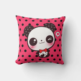 Almofada Panda de Kawaii em bolinhas pretas