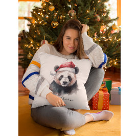 Almofada Panda de Natal, personalizável