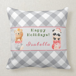 Almofada Panda e Urso Personalizar Texto e Nome 20"X20"