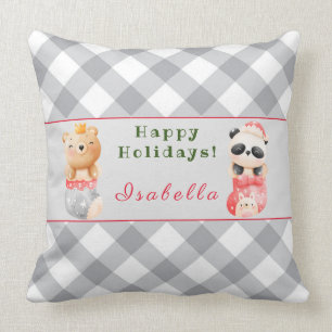 Almofada Panda e Urso Personalizar Texto e Nome 20"X20"
