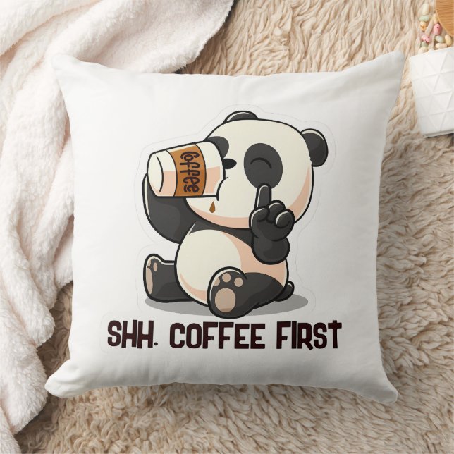 Almofada Panda fofo curtindo café  (Cobertor)