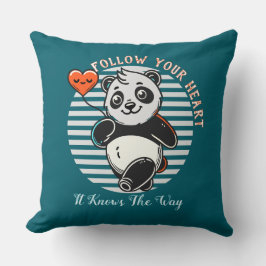 Almofada Panda Fofo "Siga seu Coração" Personalizado