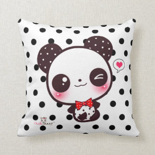 Almofada Panda personalizada de Kawaii em bolinhas pretas