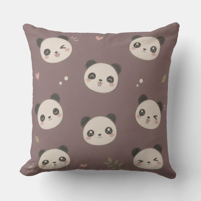 Almofada Panda Roxo Aconchegante  (Frente)