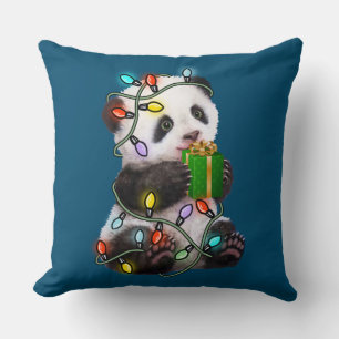 Almofada Panda Tree Christmas Lights Xmas For Pet Lover
