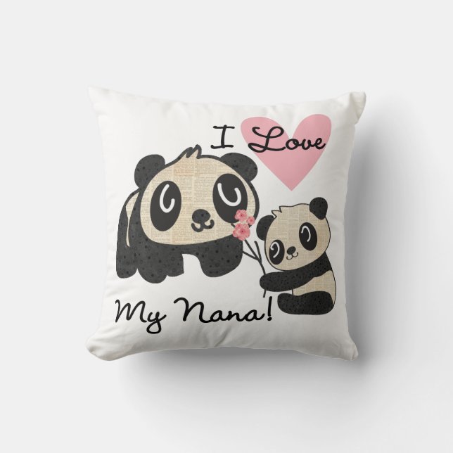 Almofada Pandas eu amo minha Nana (Frente)
