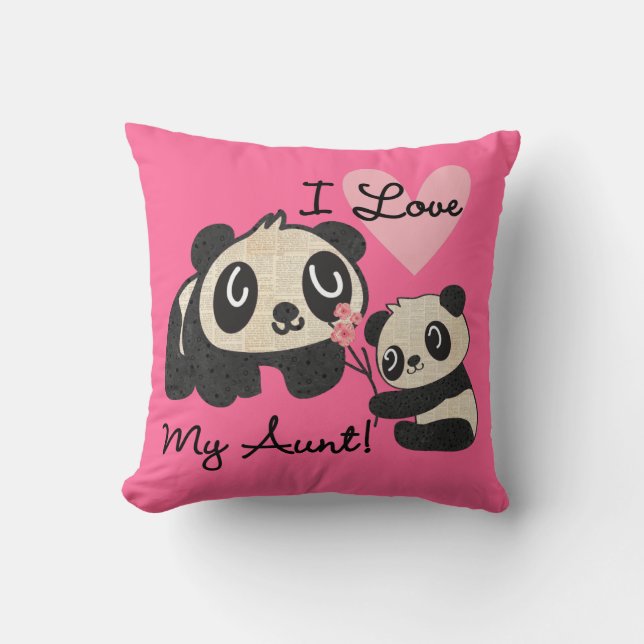 Almofada Pandas eu amo minha tia (Frente)