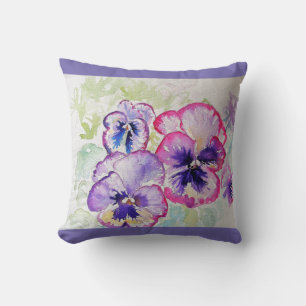 Almofada Pansy Pansy Watercolor Fllower Cushion