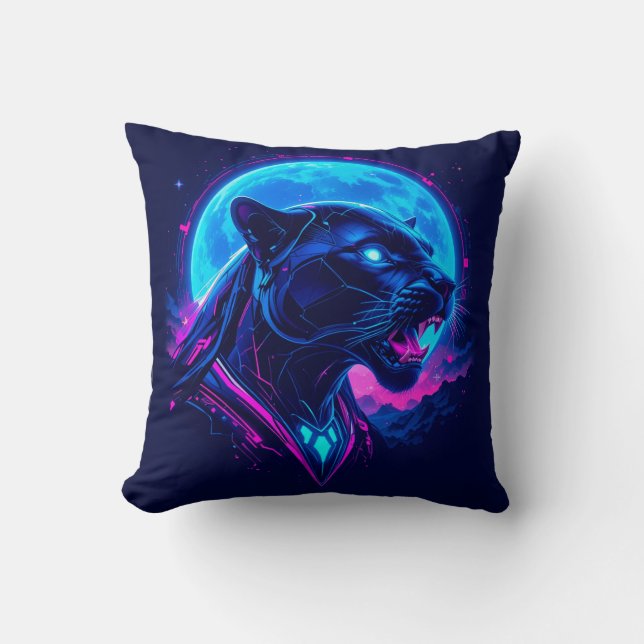Almofada Pantera Negra Neon Cyberpunk (Frente)