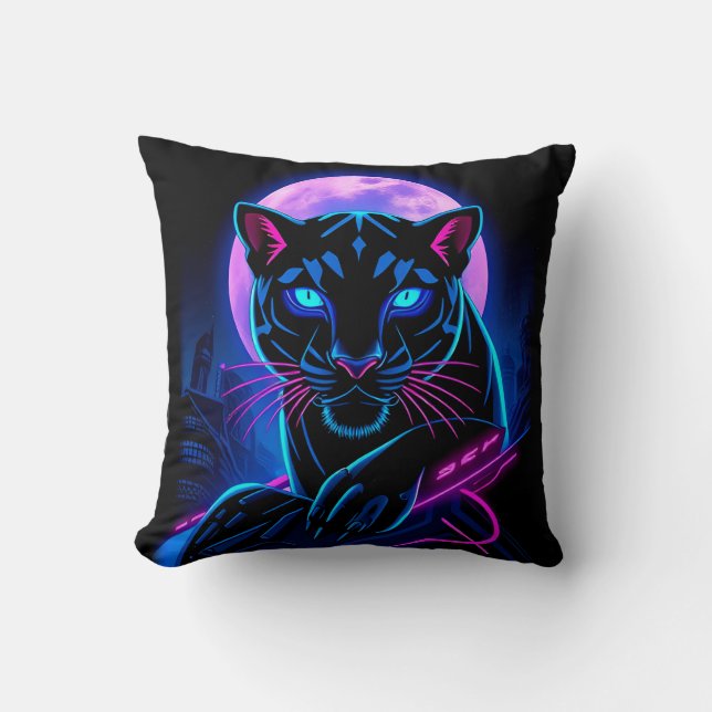 Almofada Pantera Negra Neon Cyberpunk (Frente)
