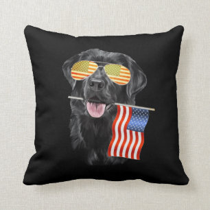 Almofada Pão Cão Black Labrador EUA Flag