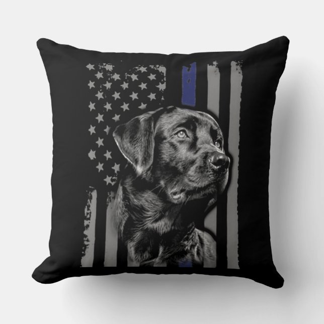 Almofada Pão Cão| Linha Black Labrador American Flag Thin (Frente)