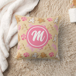 Almofada Pão de Gengibre e Monograma Rosa Sugarplum