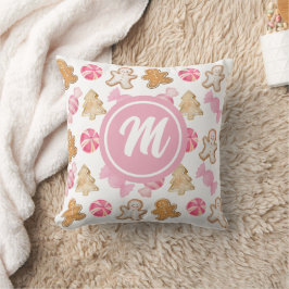Almofada Pão de Gengibre e Monograma Rosa Sugarplum