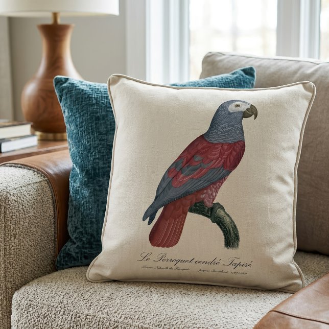 Almofada Papagaio Cinzento Africano Fator Vermelho Psittacu (African Grey Parrot Red Factor Psittacus Erithacus. Throw Pillow)