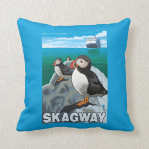 Almofada Papagaio-do-mar & navio de cruzeiros - Skagway,