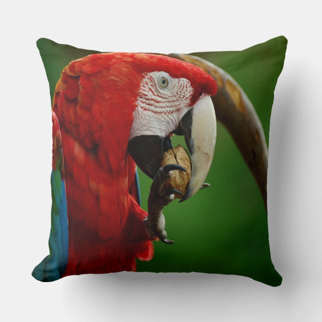 Almofada Papagaio Vermelho Tropical (Frente)