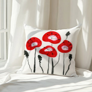 Almofada Papagaios vermelhos Boho Moderno Padrão Floral